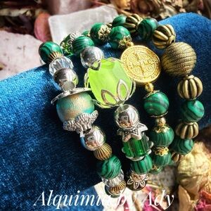 Alquimia Green malachite and Gold Bracelet Collection